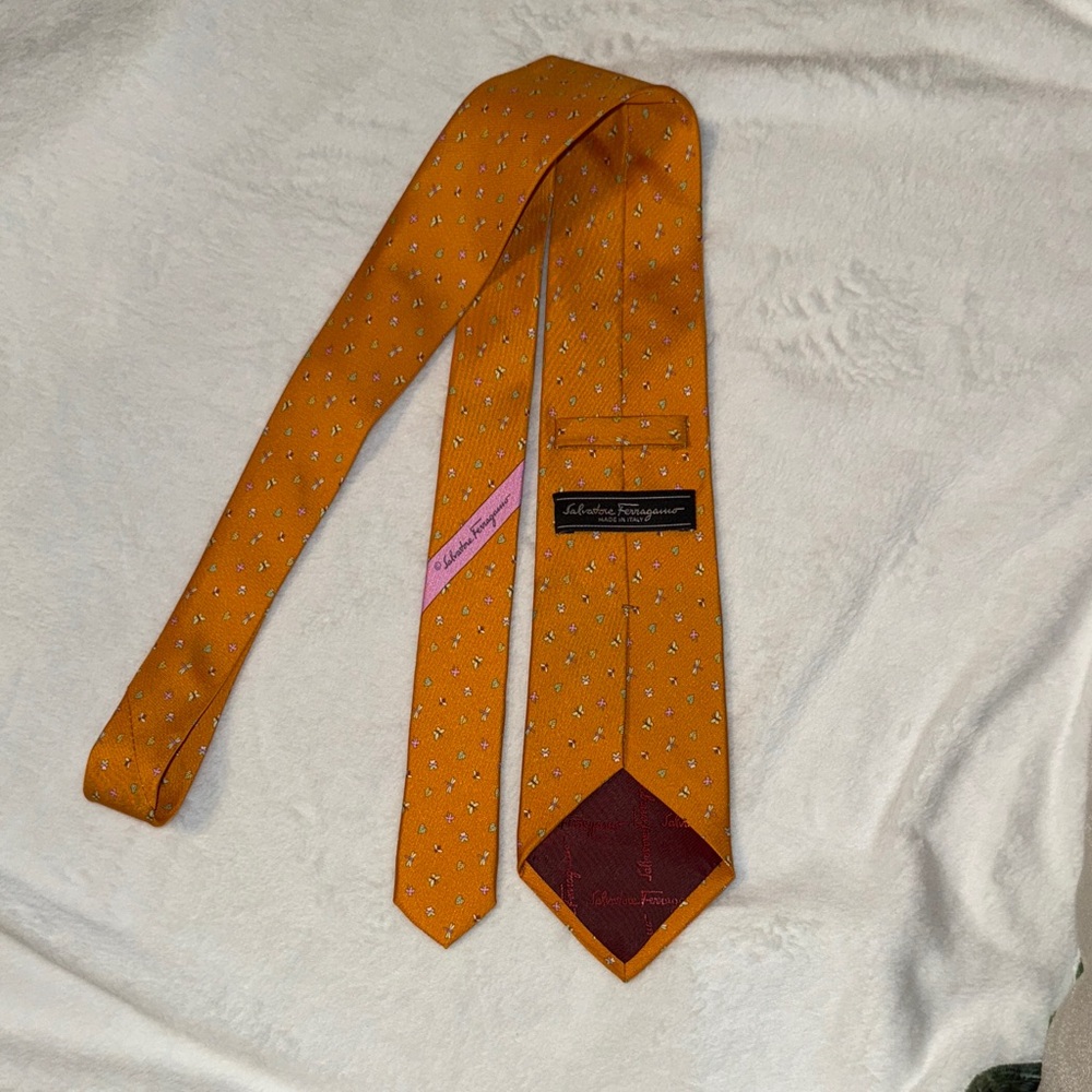 Salvatore Ferragamo Orange Silk Tie